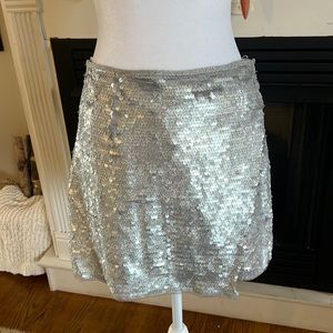 Silver Sequin Wrap Skirt